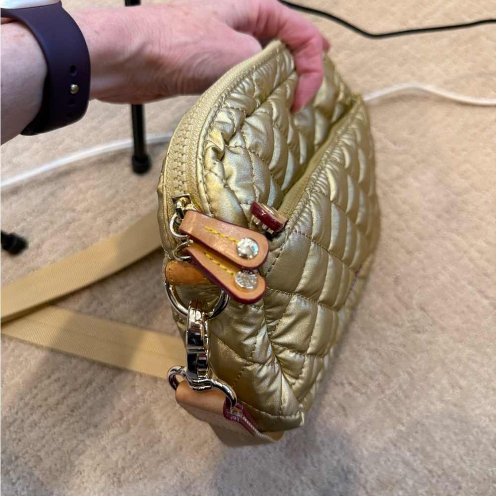MZ Wallace Gold Metro Camera Quilted Crossbody Bag - Picture 6 of 11